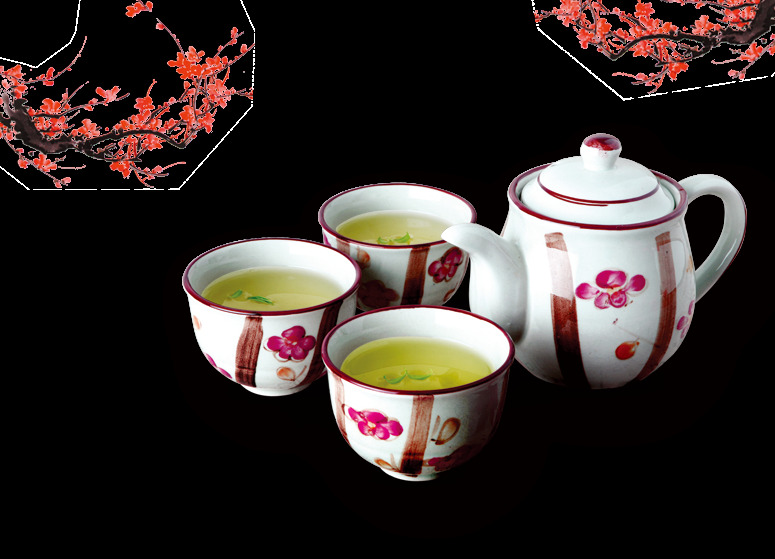 清新 梅花 茶具 产品 实物 茶壶 茶文化 产品实物 粉色梅花