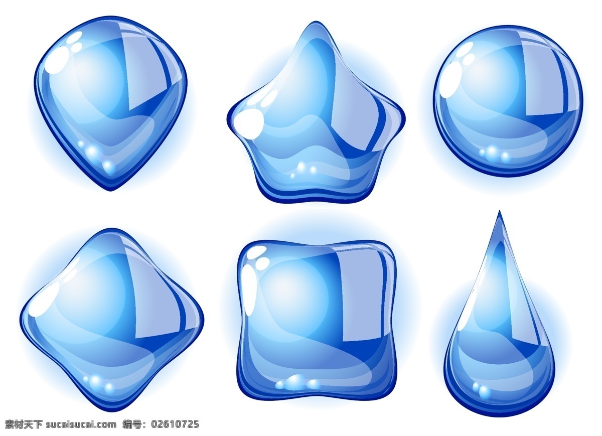 矢量 晶莹 水滴 创意 造型 背景图片素材 蓝色水滴 变形水滴 彩色水珠 矢量图 其他矢量图