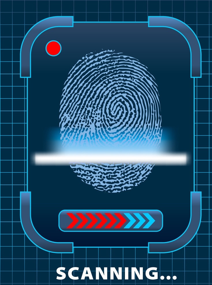 指纹识别系统 安全系统 网络安全 高科技 手纹指纹 手纹 指纹 手印 指纹鉴别 指纹识别 读取 扫描 高端 科技 通讯科技 现代科技 矢量
