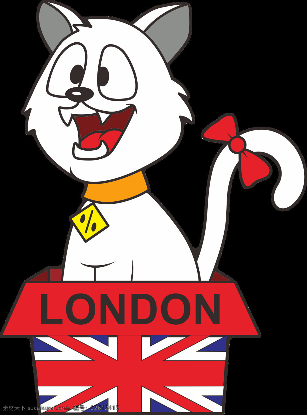 卡通 伦敦 礼物 猫 矢量 元素