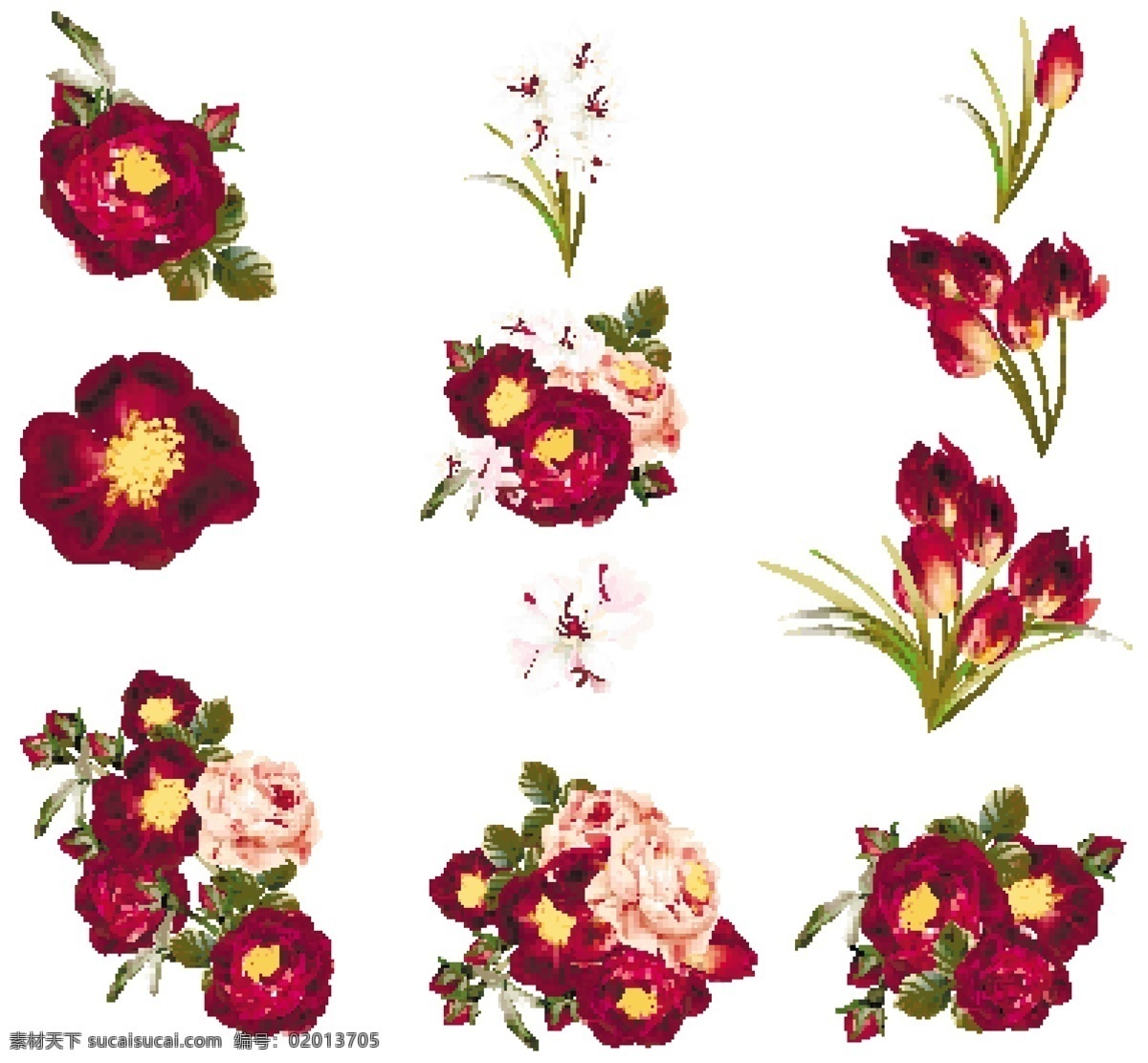 红色 花蕊 卡通 矢量 花朵 平面素材 设计素材 矢量素材