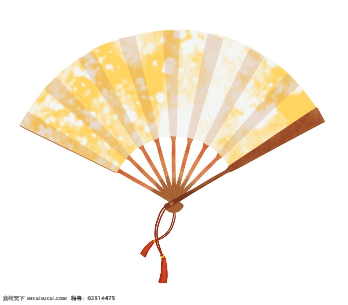 中国 古典 印花 黄色 扇子 中国结 插画 中国风扇子 卡通扇子 印花扇子 黄色扇子 挂件 挂饰