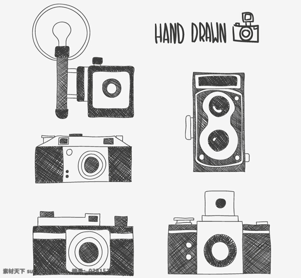 相机 手绘相机 素描相机 电子产品 古董相机 电子相机 卡司相机 白色