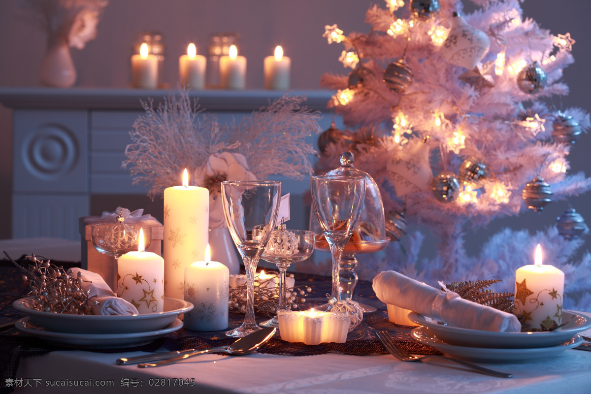 圣诞树 蜡烛 就被 食物 美食 节日食物 外国美食 餐饮美食