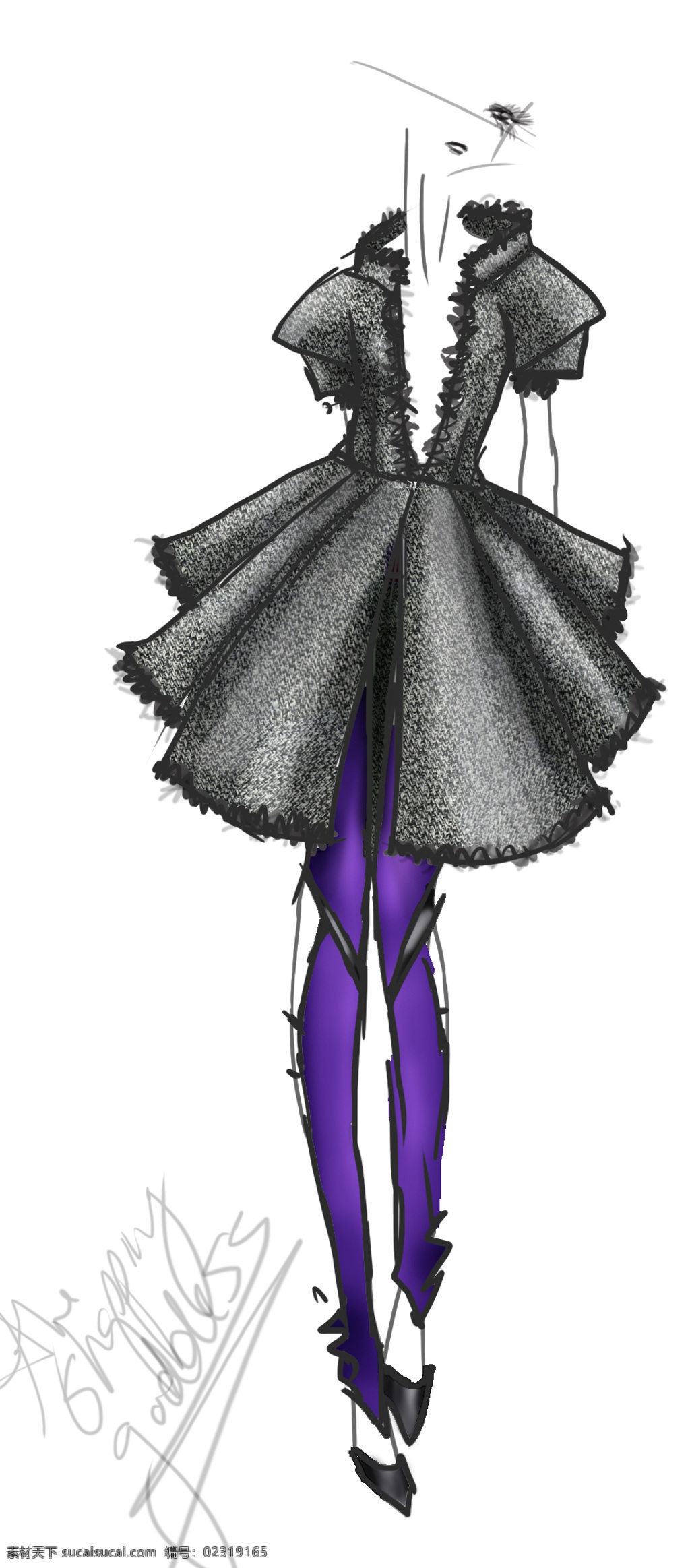 黑色 连衣裙 紫色 打底 裤 设计图 服装设计 时尚女装 职业女装 职业装 女装设计 效果图 短裙 衬衫 服装 服装效果图 打底裤