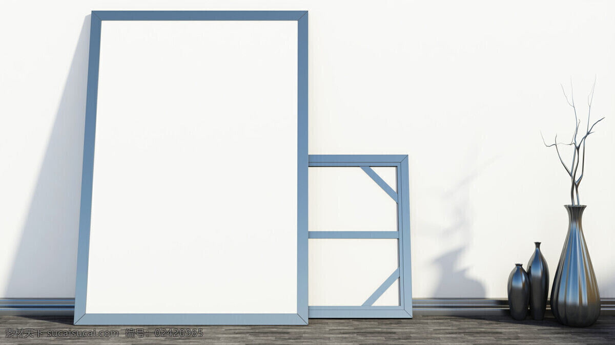 唯美 3d 立体 家居装饰 相框 空白 空白相框 绿色植物 现代 简约 摄影模板 相框模板
