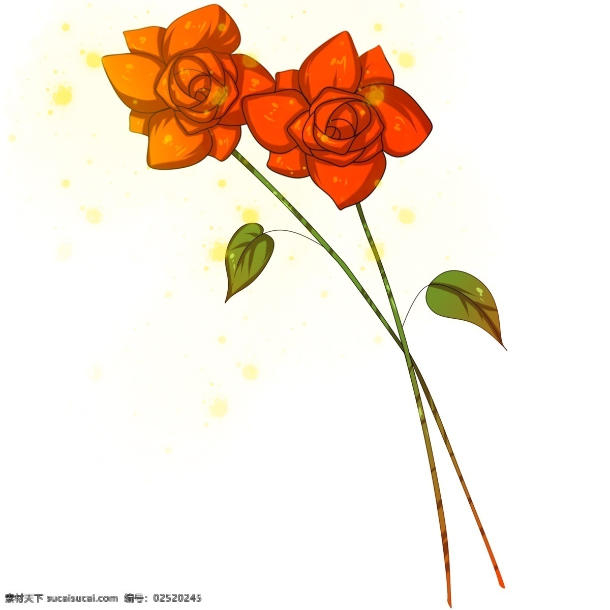 手绘 红色 玫瑰花 插画 手绘玫瑰花 红色玫瑰花 红色花朵 花朵 花卉 情人节 漂亮的玫瑰花 两朵玫瑰花