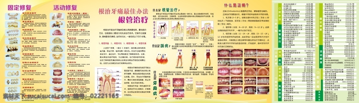牙科大全 牙科 牙科价目表 正畸 固定修复 活动修复 根管治疗