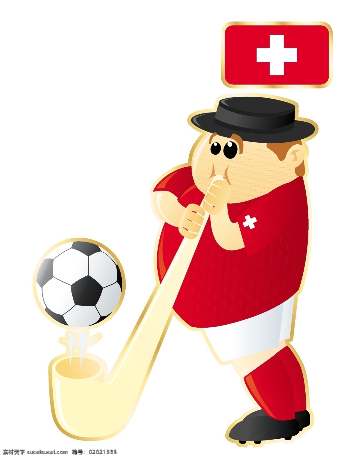 搞笑 足球 卡通 人物 形象 矢量图 红色 十字 运动员 大胖子 运动 踢球 外国 矢量 扁平化 平面