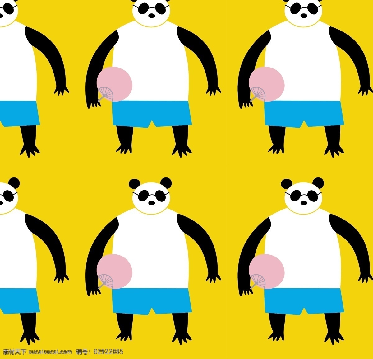 熊猫 矢量图 黄色