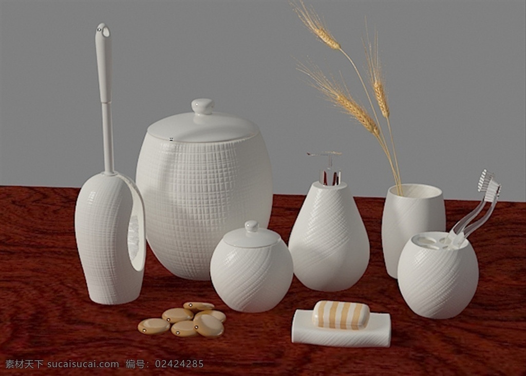 卫生用品 max 3d模型 杯子 牙刷 肥皂 卫生间装饰品 卫浴 3d设计 其他模型