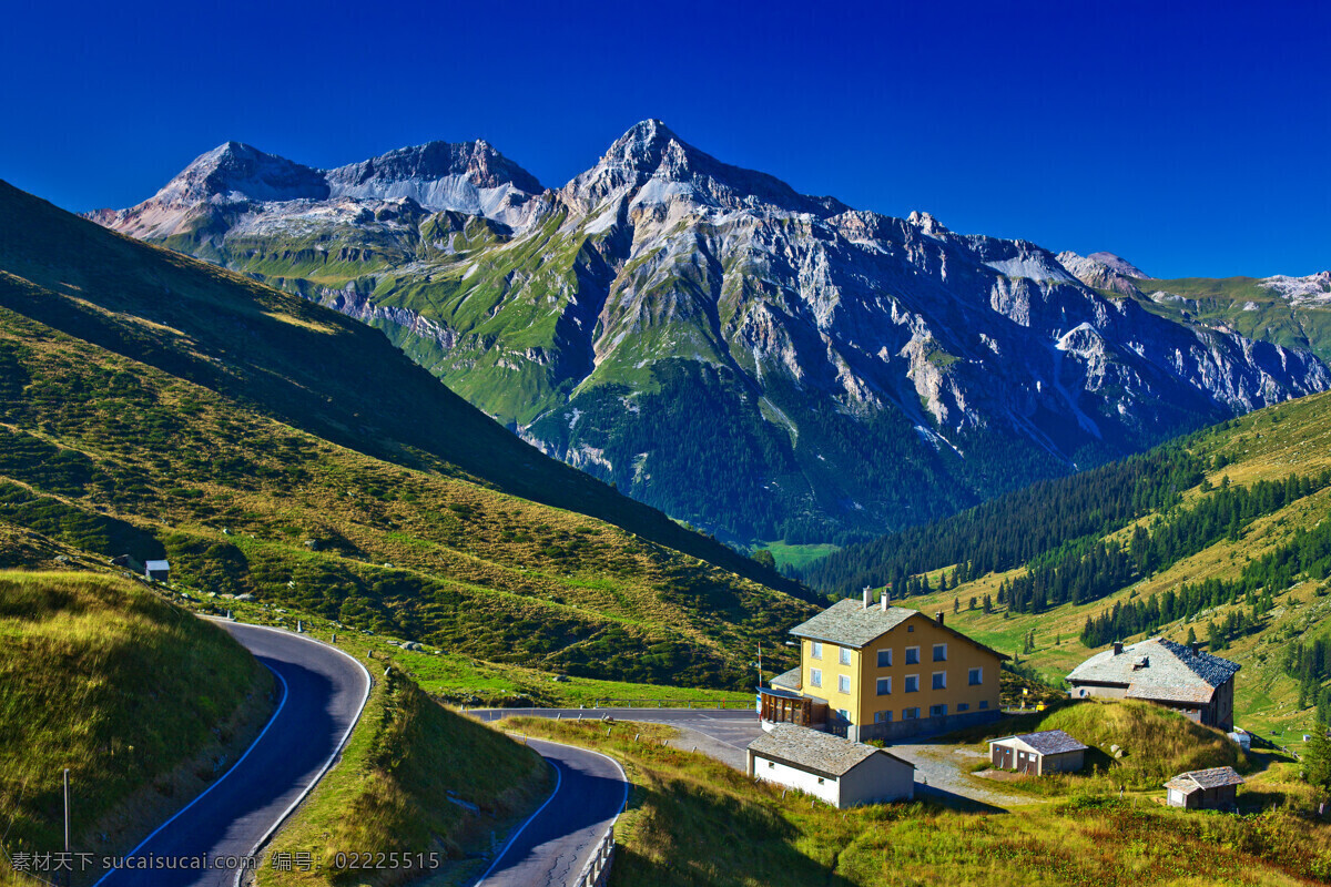 阿尔卑斯山 欧洲 国外村庄 村庄 房子 田地 树木 山峰 房屋 自然 景色 高清 自然风景 自然景观