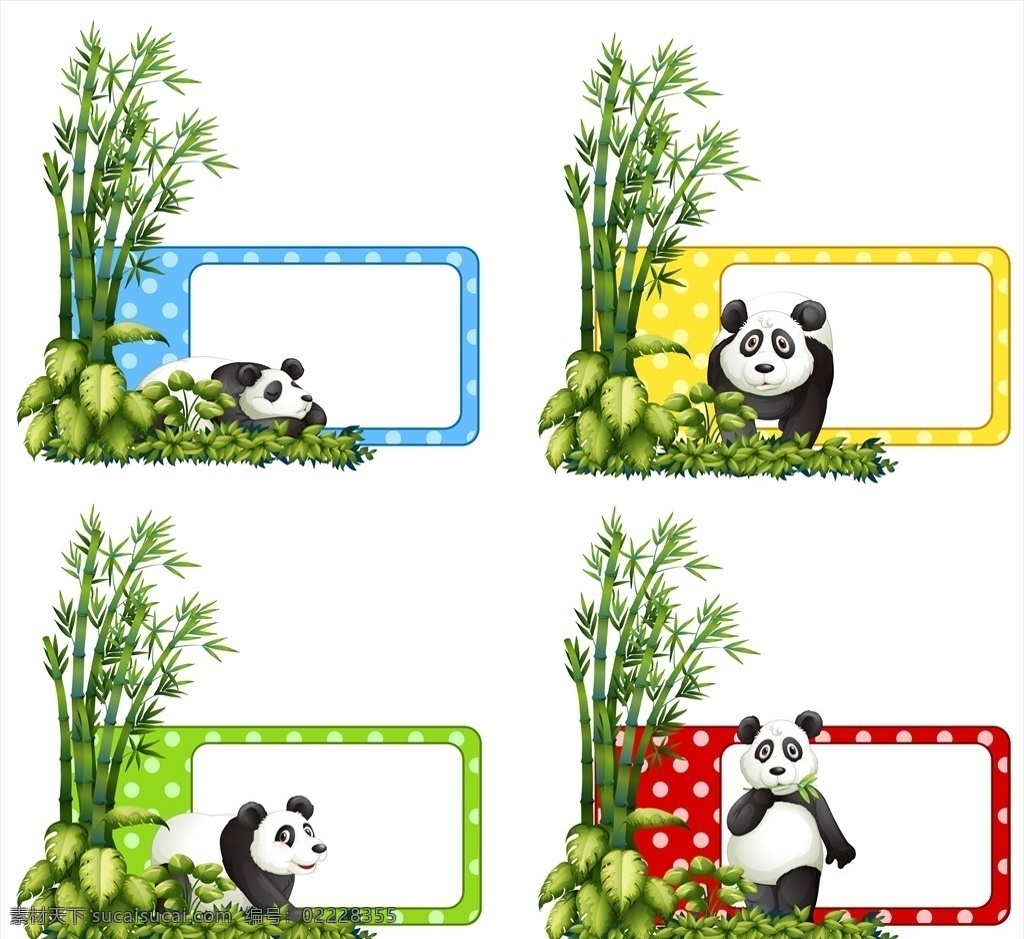卡通动物标签 动物 手绘 矢量 野生动物 标签 空白框 文本框 可爱动物 动物素材 卡通设计