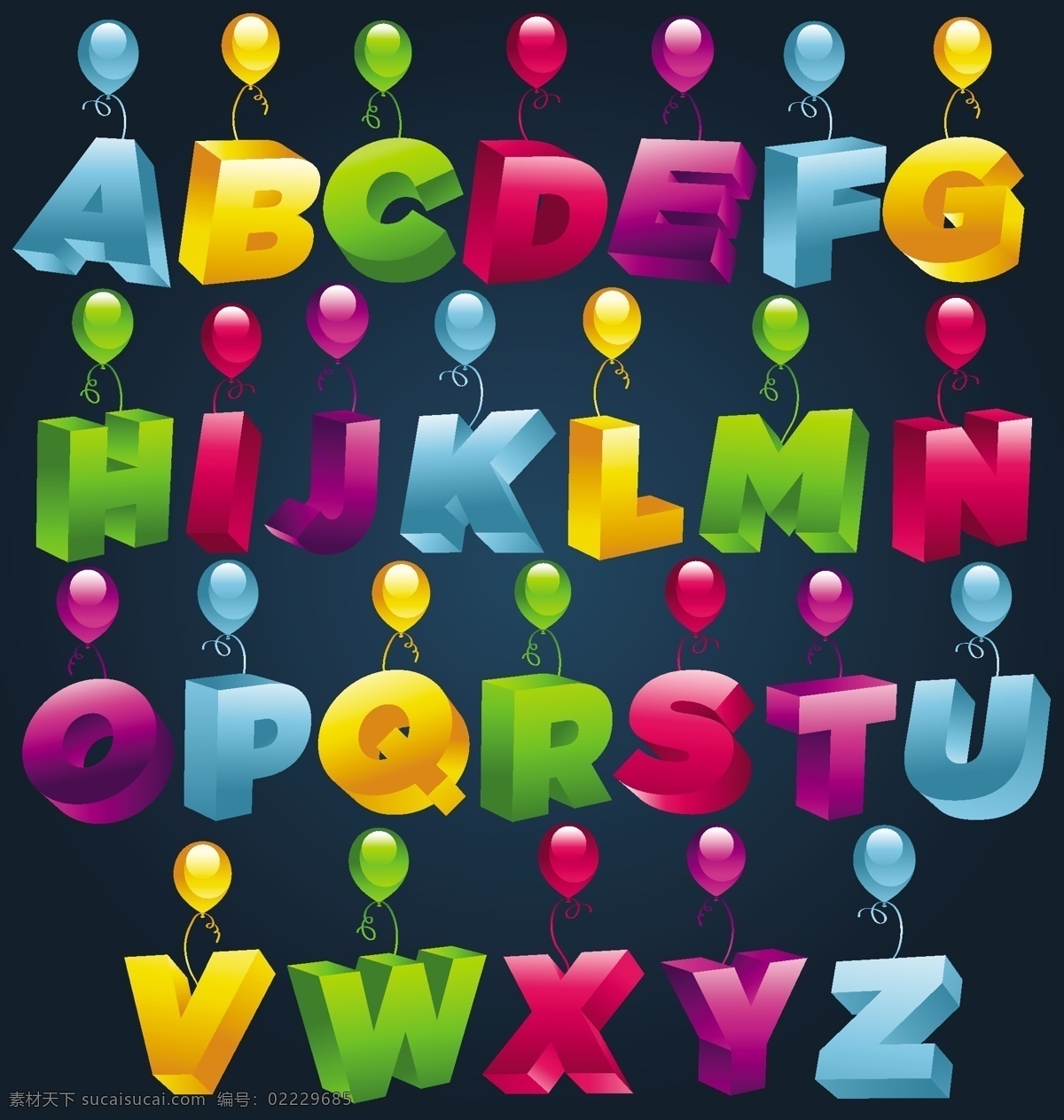 3d 立体 字母 数字 矢量 阿拉伯数字 彩色 气球 矢量素材 英文字母 质感 倾斜 29字母 y大宝 矢量图 其他矢量图