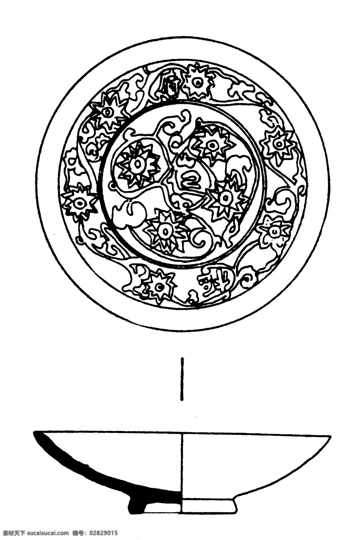 器物图案 元明时代图案 中国 传统 图案 设计素材 装饰图案 书画美术 白色