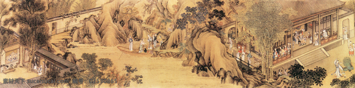 山水 名画 书画 真迹 名家 沈 宗 骞 图 纳凉 古画 山水画 书画真迹 中国水墨画 四序图之纳凉 名家姚文瀚 描绘宫廷仕女 享乐生活 布局巧妙 境界幽曲 文化艺术