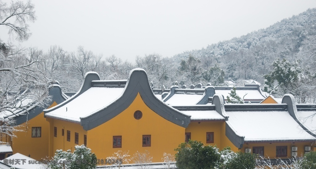 雪中的寺庙 寺庙 雪景 中式建筑 景点 旅游 自然景观 建筑景观