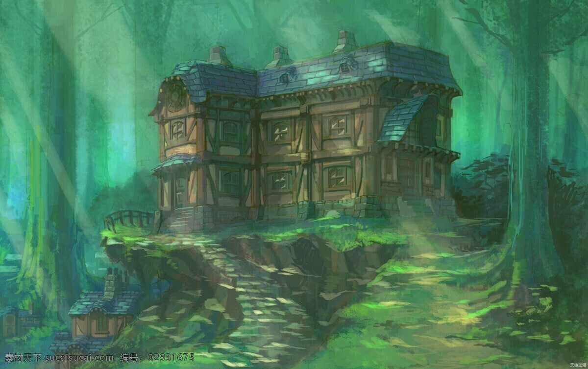 林中的小屋 林中 小屋 童话 绿色