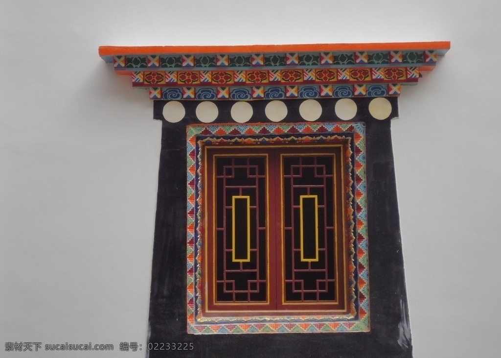 藏式窗户 藏族 建筑 金碧辉煌 细致 纹饰 藏式 藏饰 旅游摄影 国内旅游