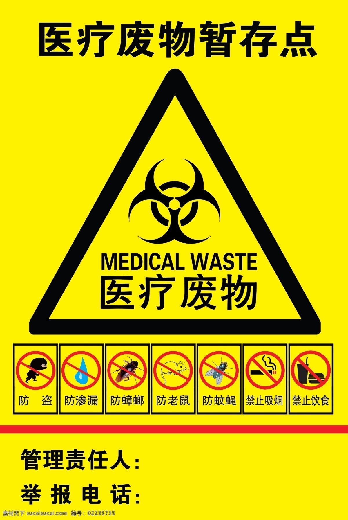 医疗 废物 暂 存 点 危险 标识 展板 医院 医疗废物 暂存点 禁止触碰 禁止饮食 禁止吸烟 警示标识