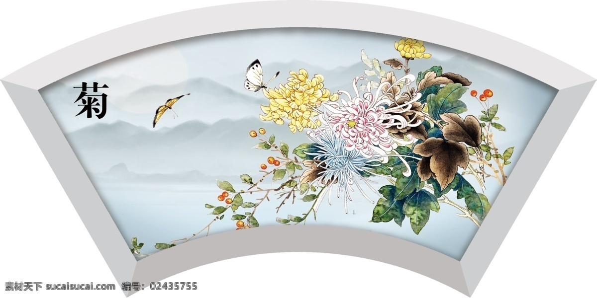 梅兰竹菊 春夏秋冬 立体窗户 3d窗户 水墨国画 彩绘 国外广告设计