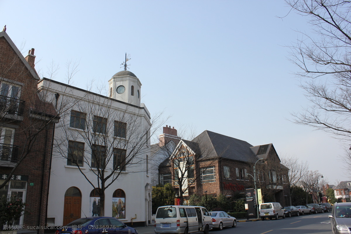 欧式 建筑 建筑摄影 建筑园林 蓝天 欧式建筑 树枝 家居装饰素材