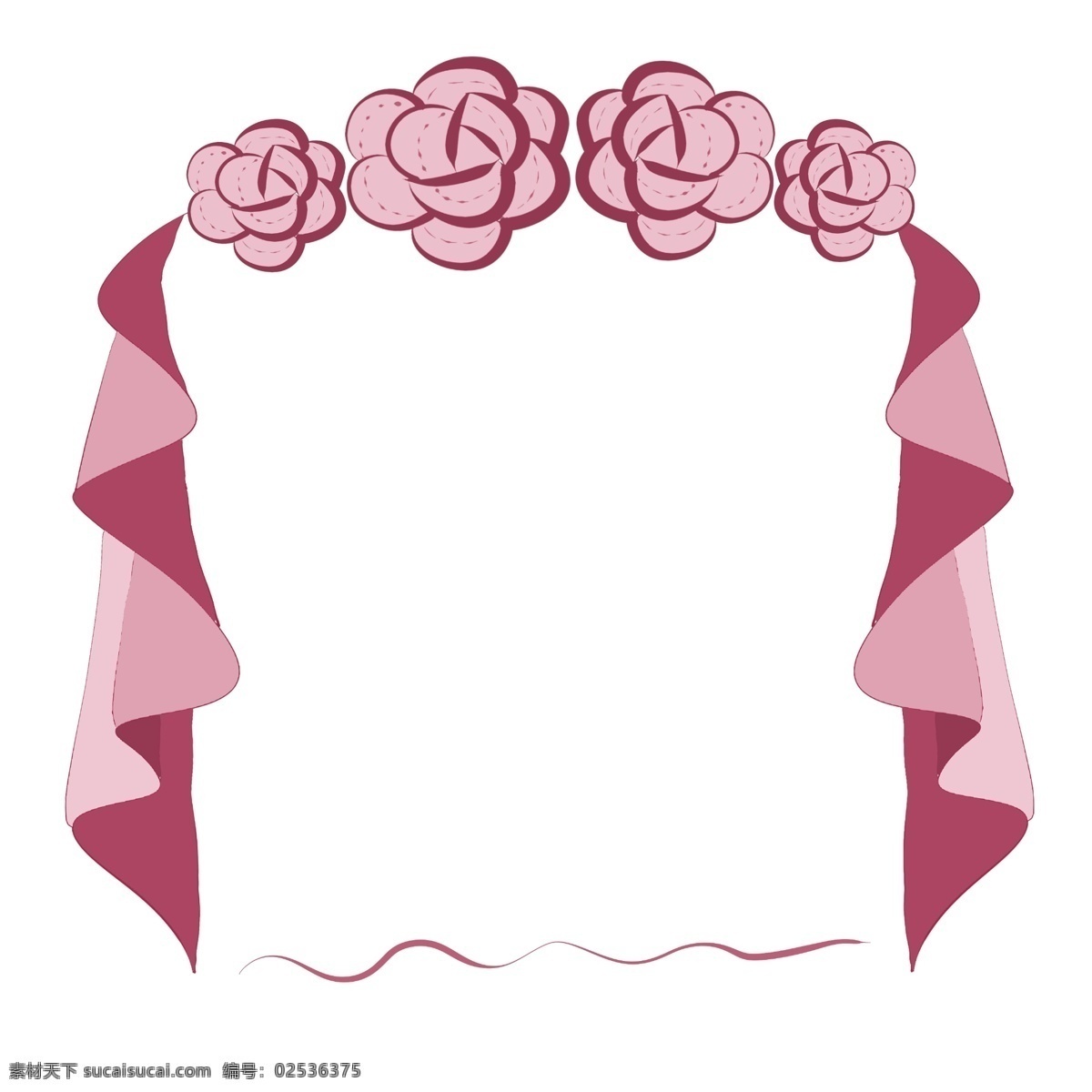 精美窗帘边框 红色帘子 红色花朵 精美装饰