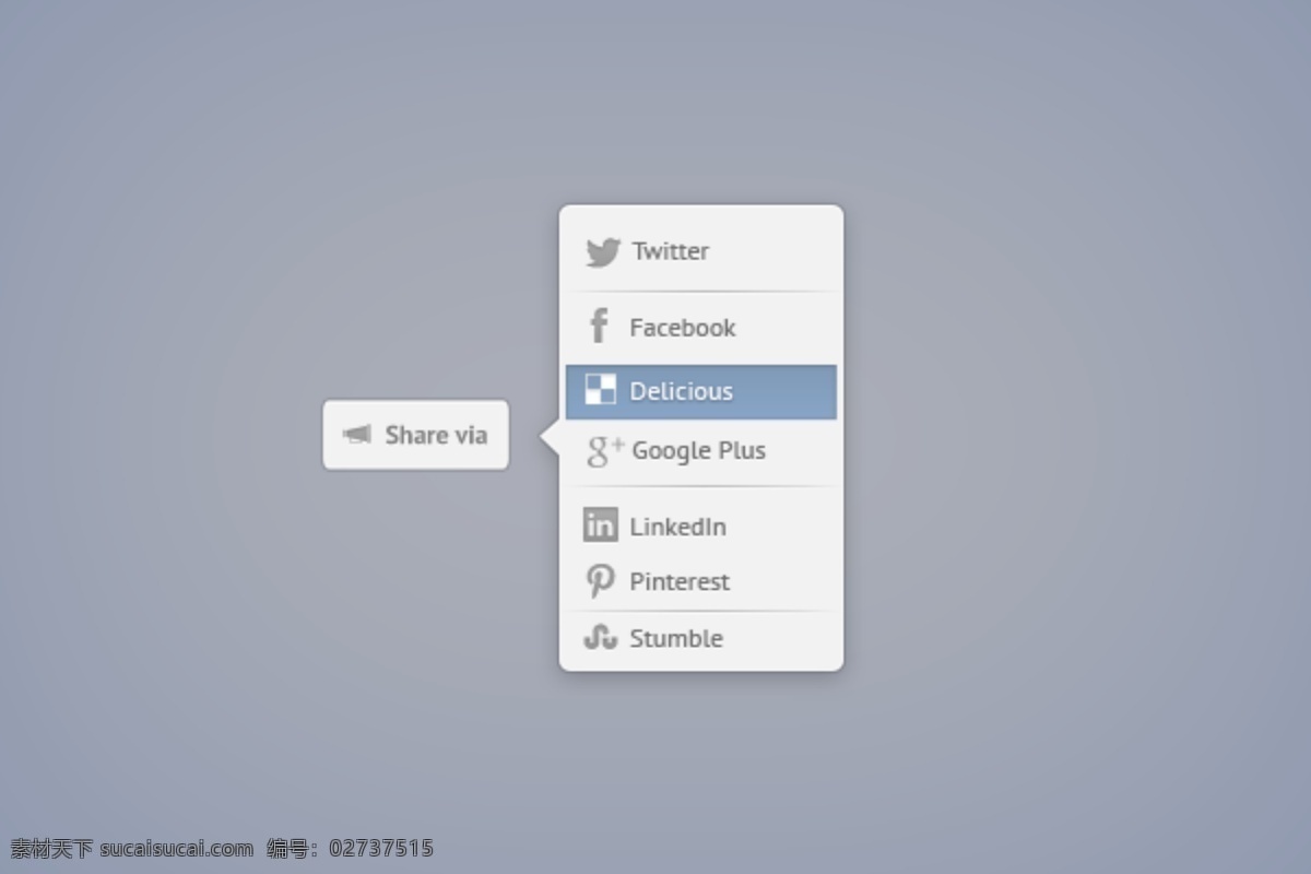 通过 分享 菜单 facebook pinterest 推特 psd源文件