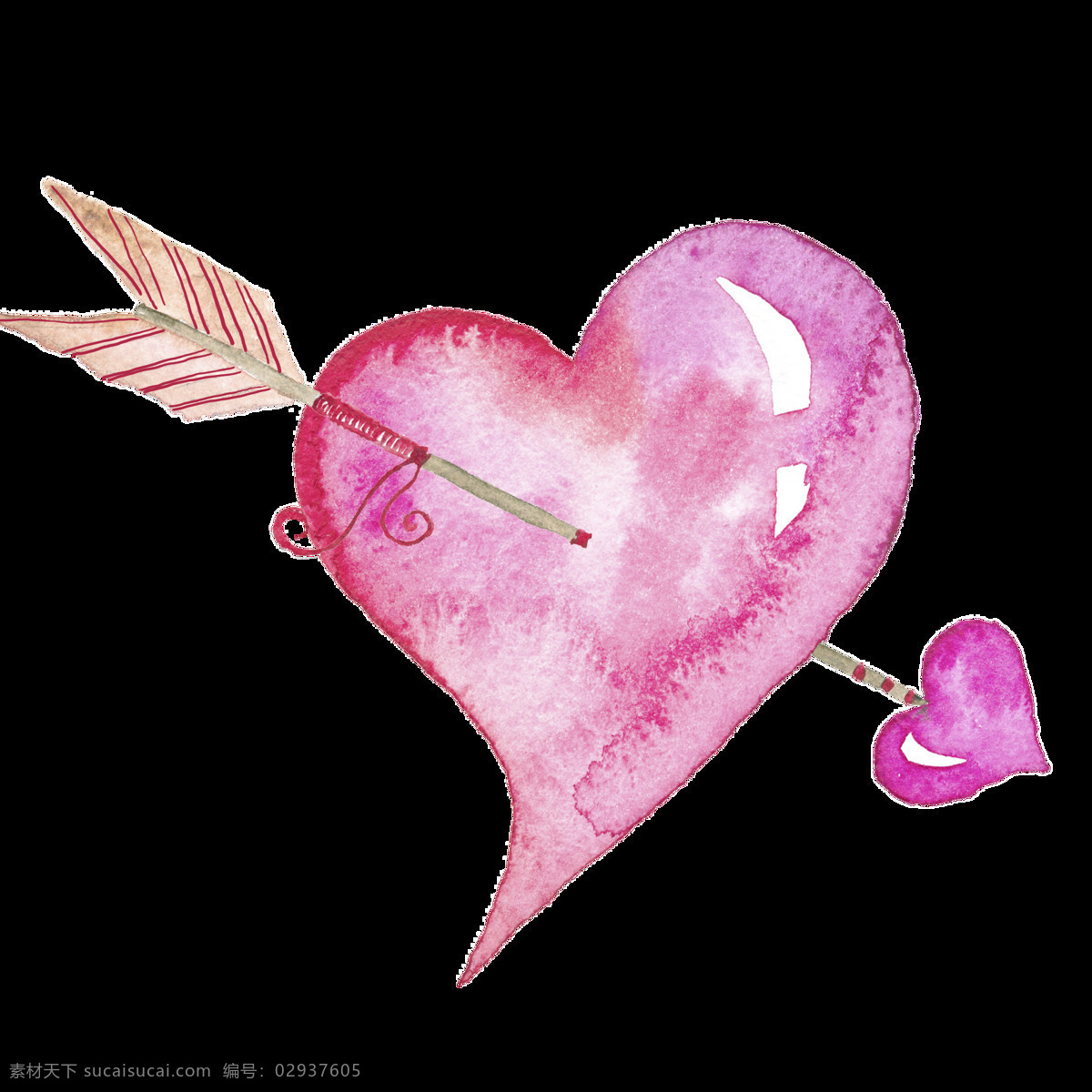 情人节 卡片 装饰 透明 爱心 粉色 箭头 矢量素材 设计素材
