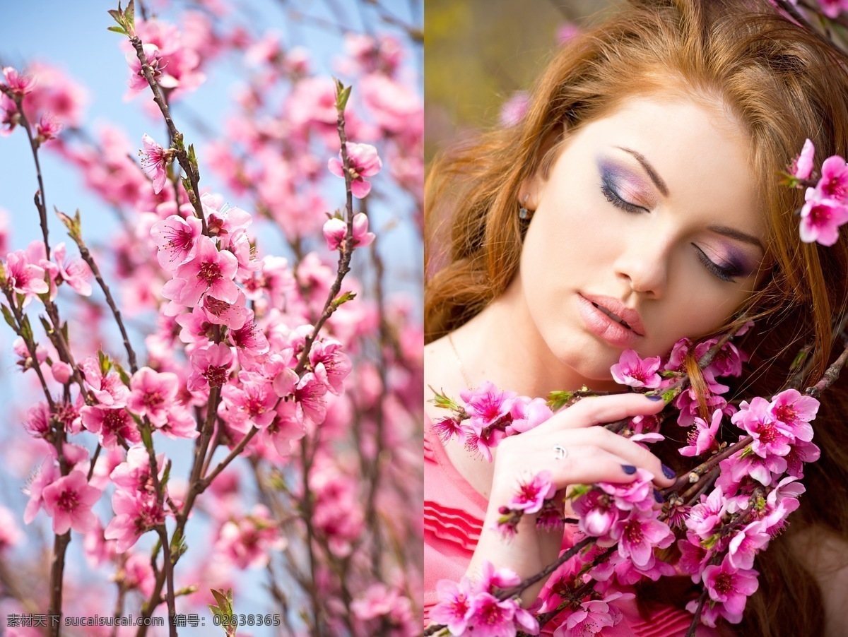 春天 桃花 美女图片 美女模特 外国美女 外国女人 鲜花 花朵 花卉 漂亮花朵 美丽鲜花 鲜花摄影 花草树木 生物世界