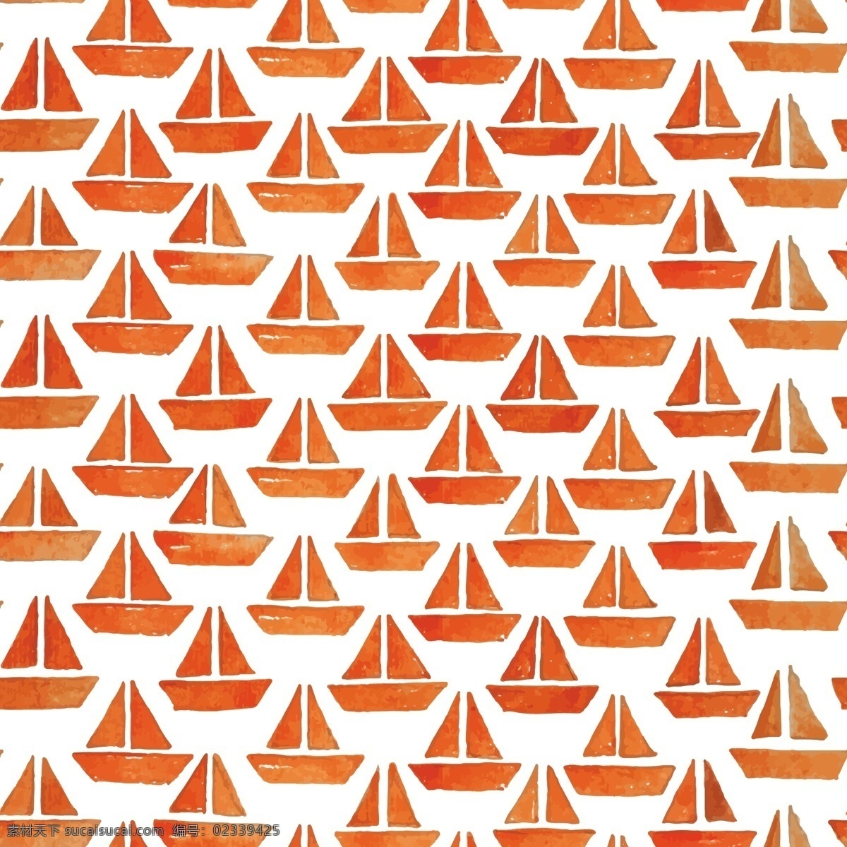 红色 夏日 帆船 背景 图 矢量 设计素材 暖色 小船 水彩 夏天 插画 小清新 纹理