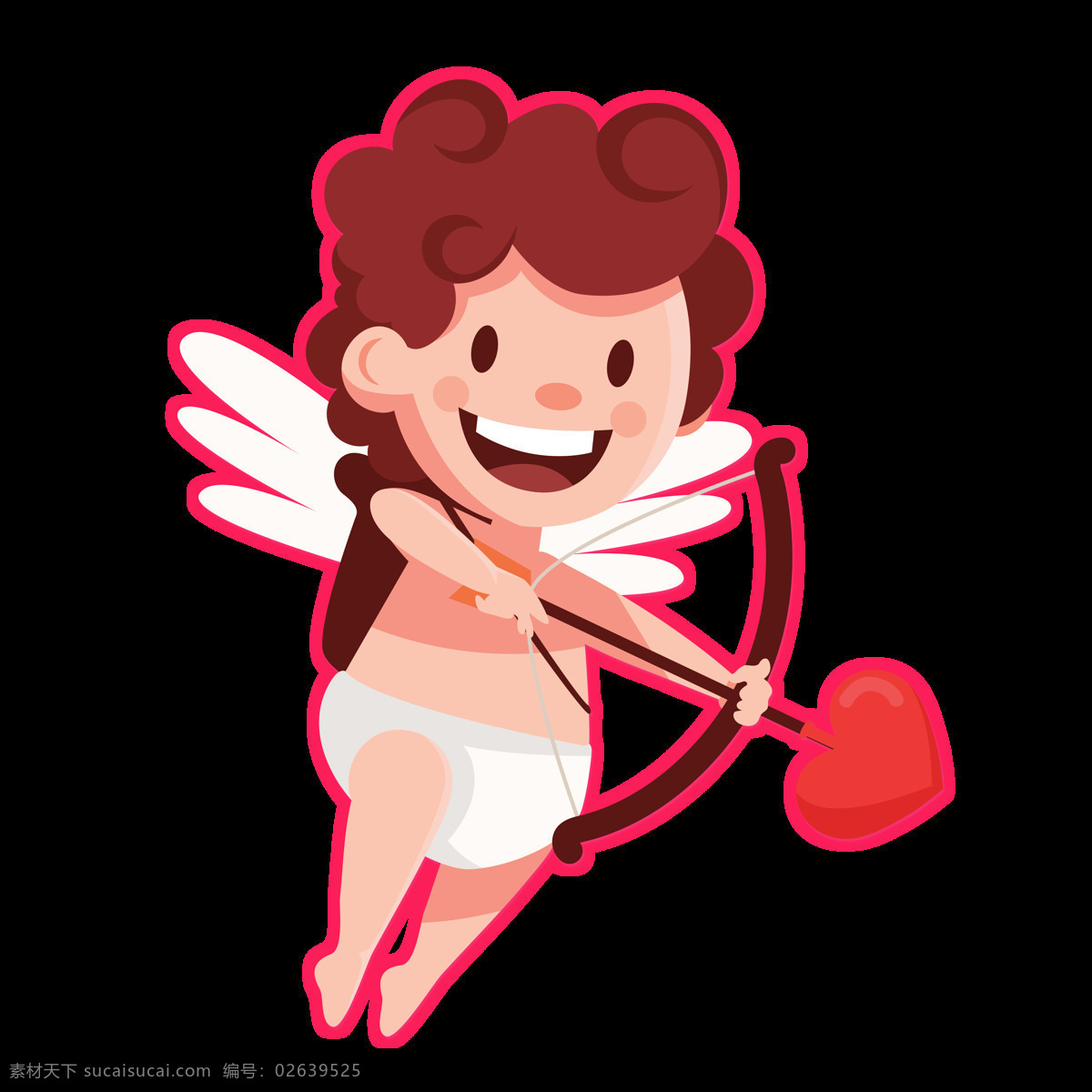 扁平 卡通 可爱 情人 情人节 丘比特 丘比特之箭 手绘 天使 微笑 装饰
