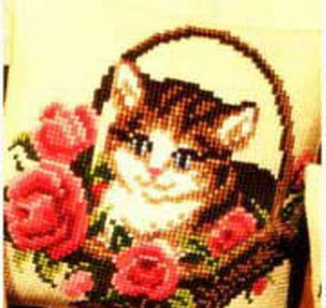 小花 猫 十字绣 图纸 重 绘 抱枕 绘图纸 小花猫抱枕 装饰素材