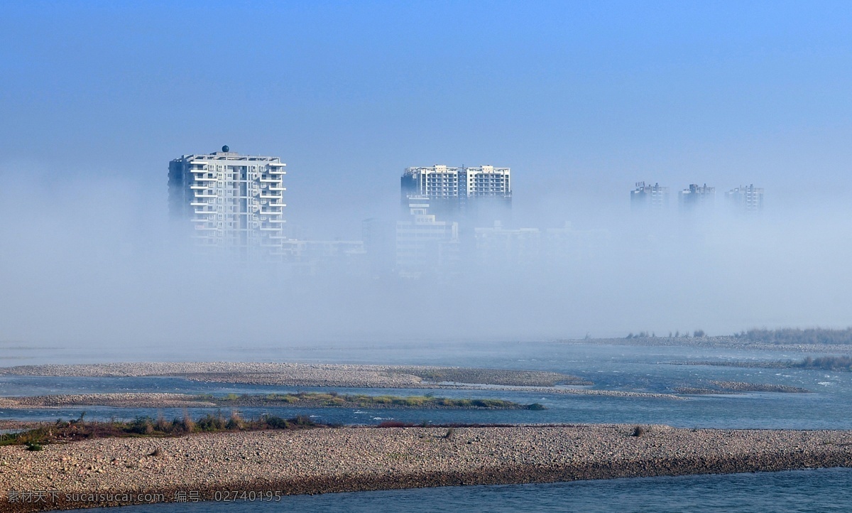 海市蜃楼 建筑景观 楼盘 雾 自然景观 市 蜃楼 临江楼盘 临江 飘渺 矢量图 建筑家居