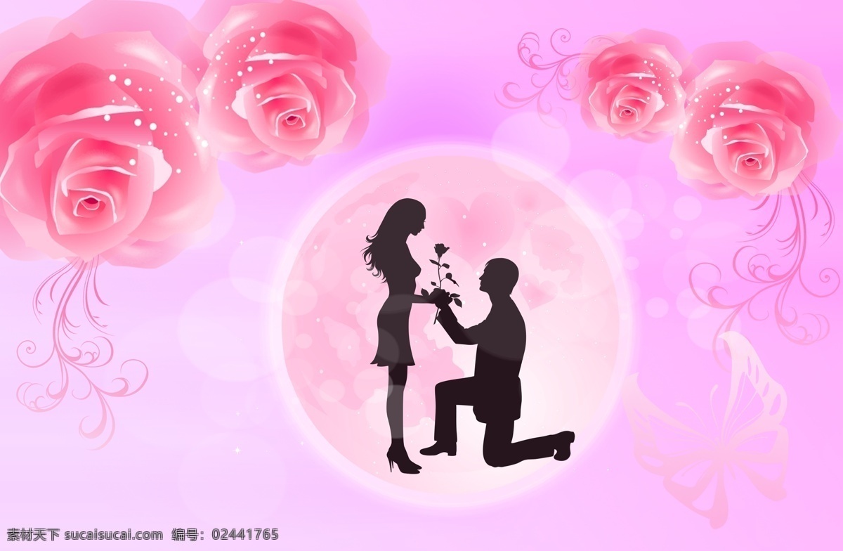 玫瑰之约 玫瑰 卧室背景壁纸 求婚 粉色背景图 求爱 温馨