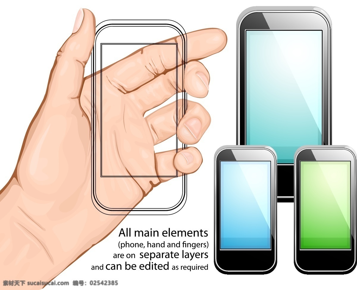 智能 手机 矢量 触屏 矢量素材 手掌 手指 智能手机 矢量图 现代科技