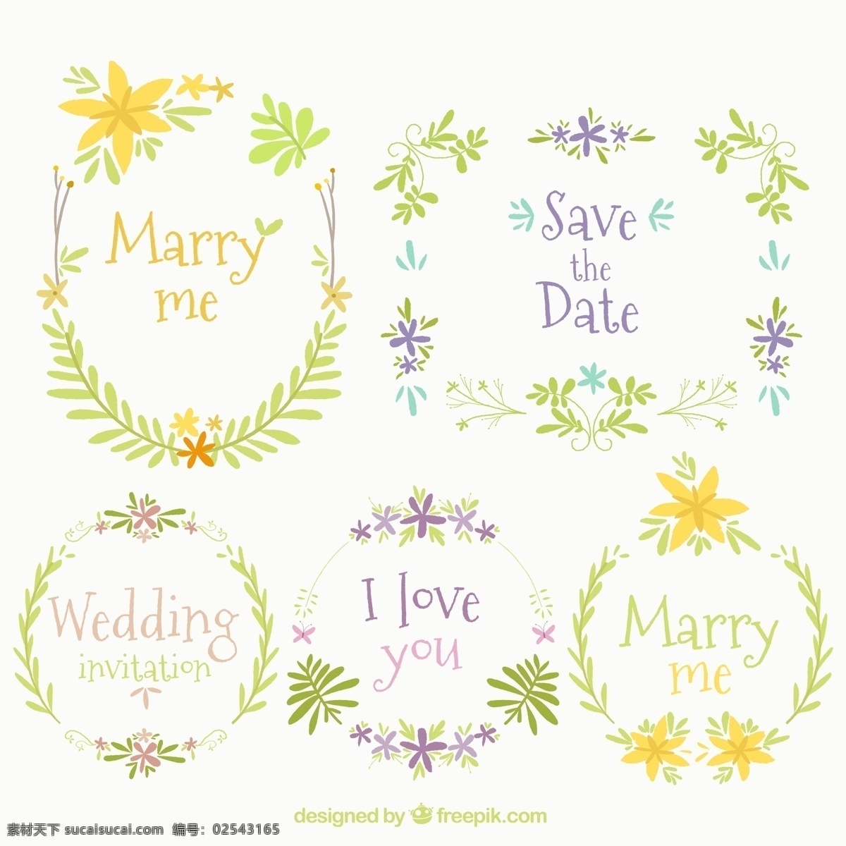 款 彩色 婚礼 花环 框架 花卉 婚礼花环 底纹边框 花边花纹