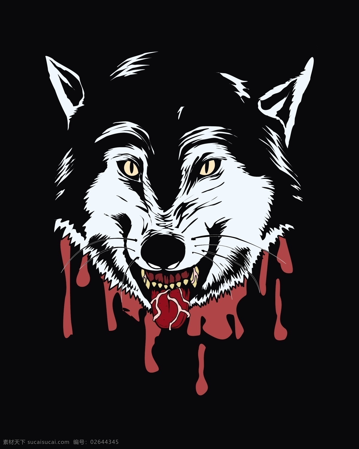 t恤图案 动物头像 矢量狼 卡通狼 手绘狼 狼插画 恐怖动物 恐怖狼 狼头像 动物 生物世界 野生动物