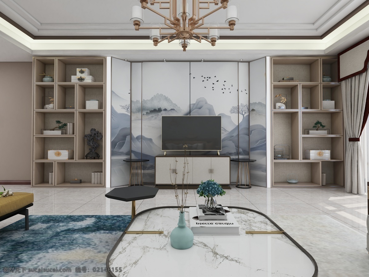 新中式客厅 新中式 新中式装修 新中式风格 现代中式 新中式卧室 装饰设计 新中式设计 中式 环境设计 室内设计
