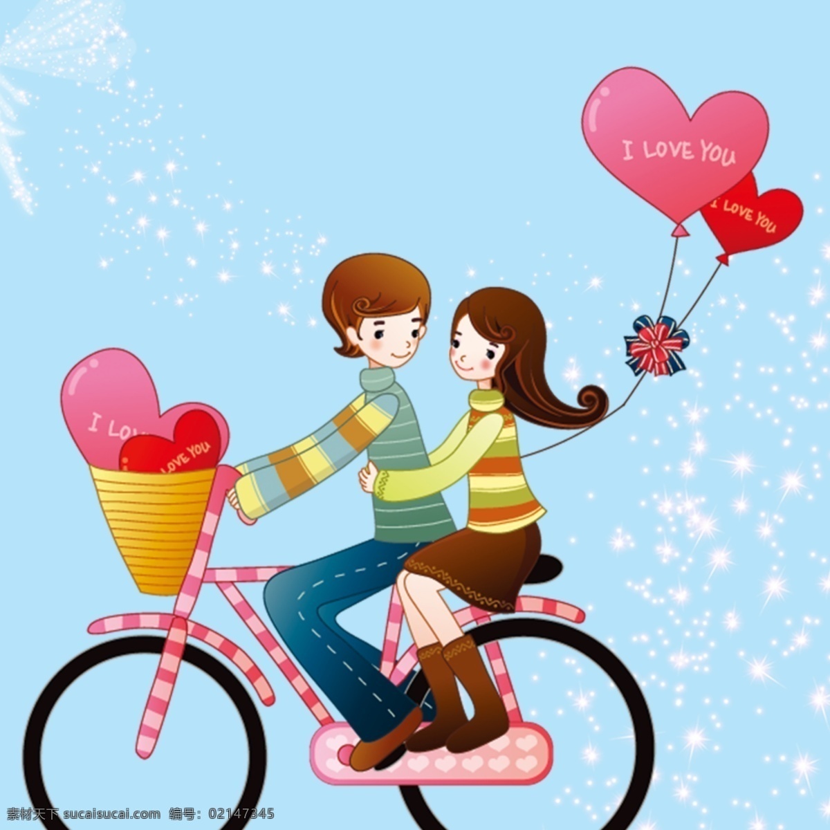 情侣自行车 情人节 情侣 自行车 气球
