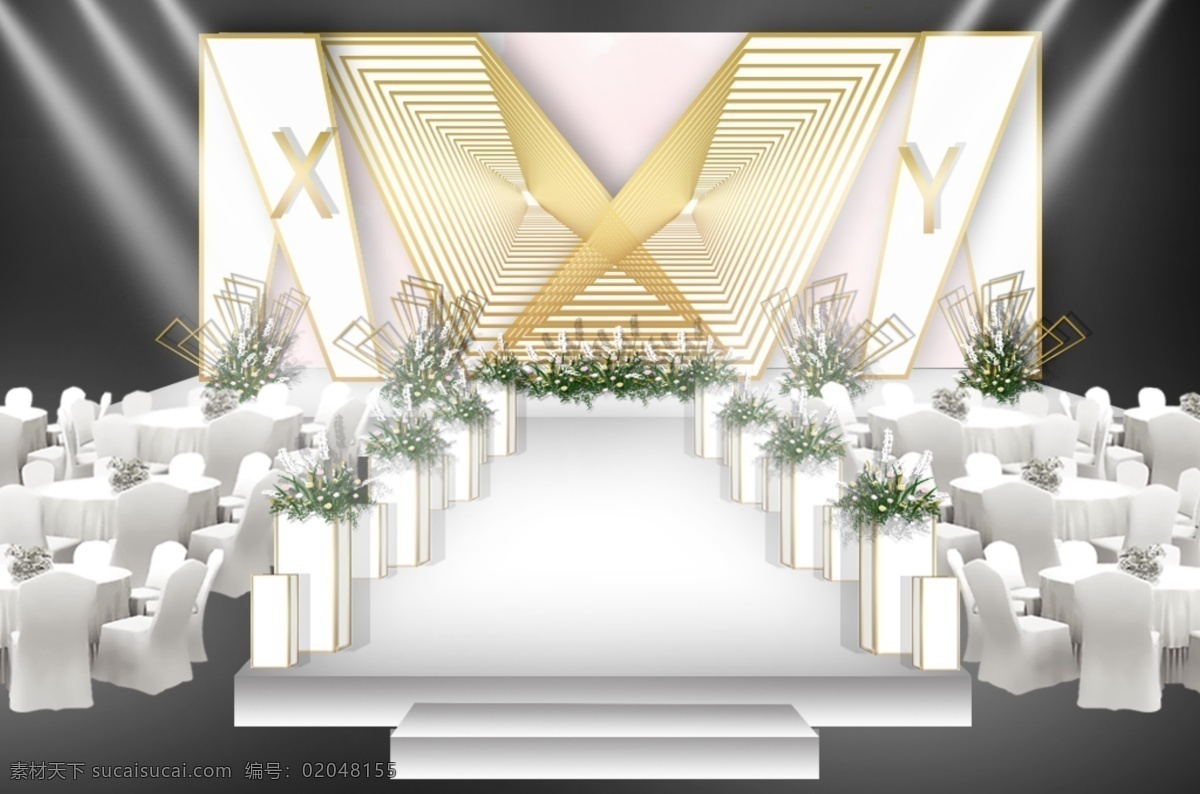 粉白 简约 婚礼 舞台 效果图 粉白婚礼 婚礼舞台 花艺素材 几何背景 方柱 粉色背景