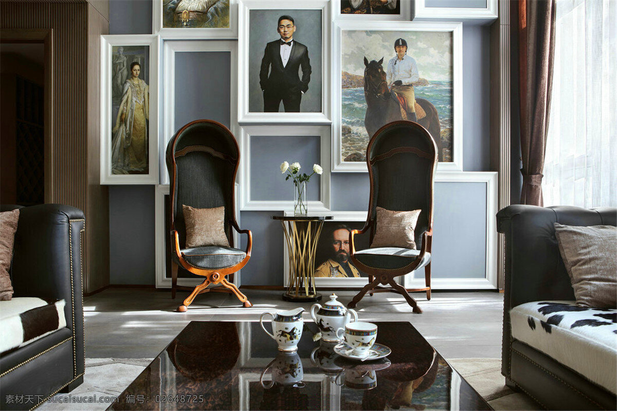 窗帘 创意 大理石桌子 黑色沙发 室内装修 照片墙设计 照片 墙 效果图 个性异形凳子