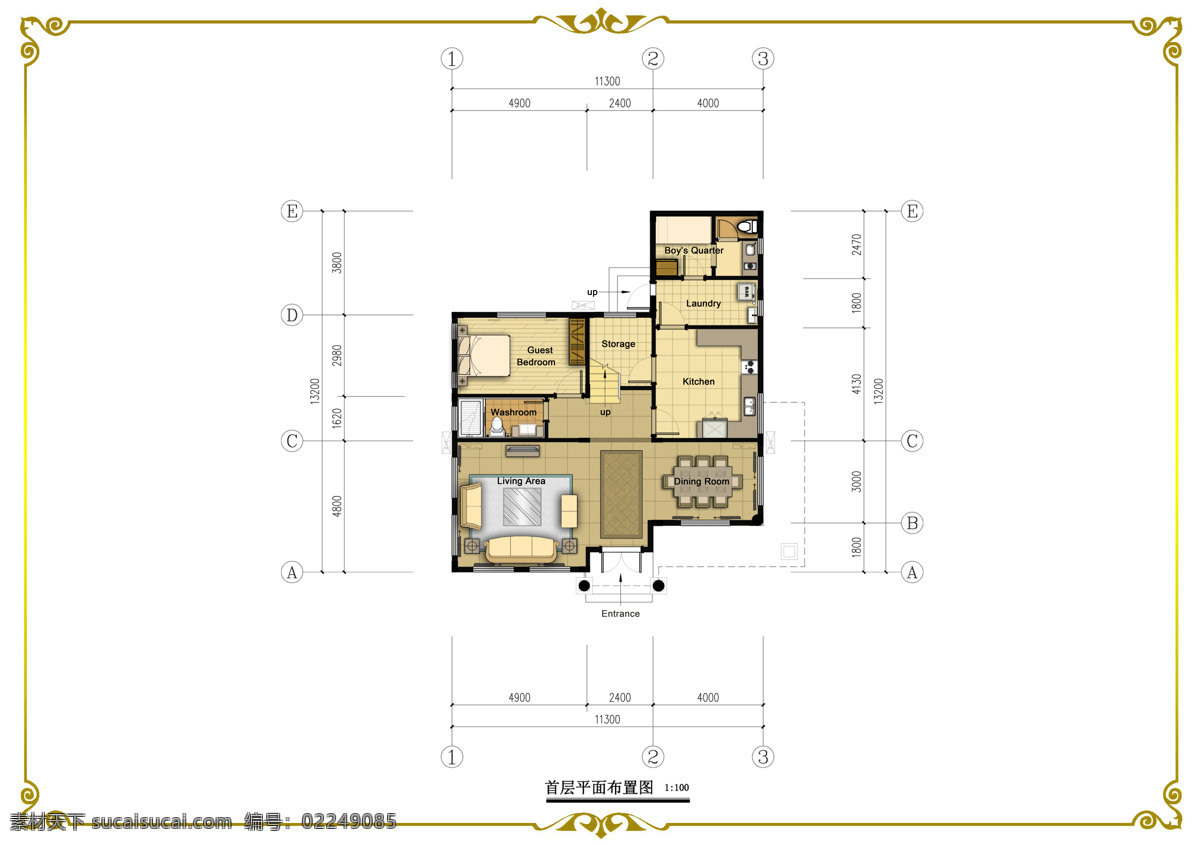 别墅平面图 彩平 环境设计 建筑设计 平面图 室内设计 效果图 装饰 家居装饰素材