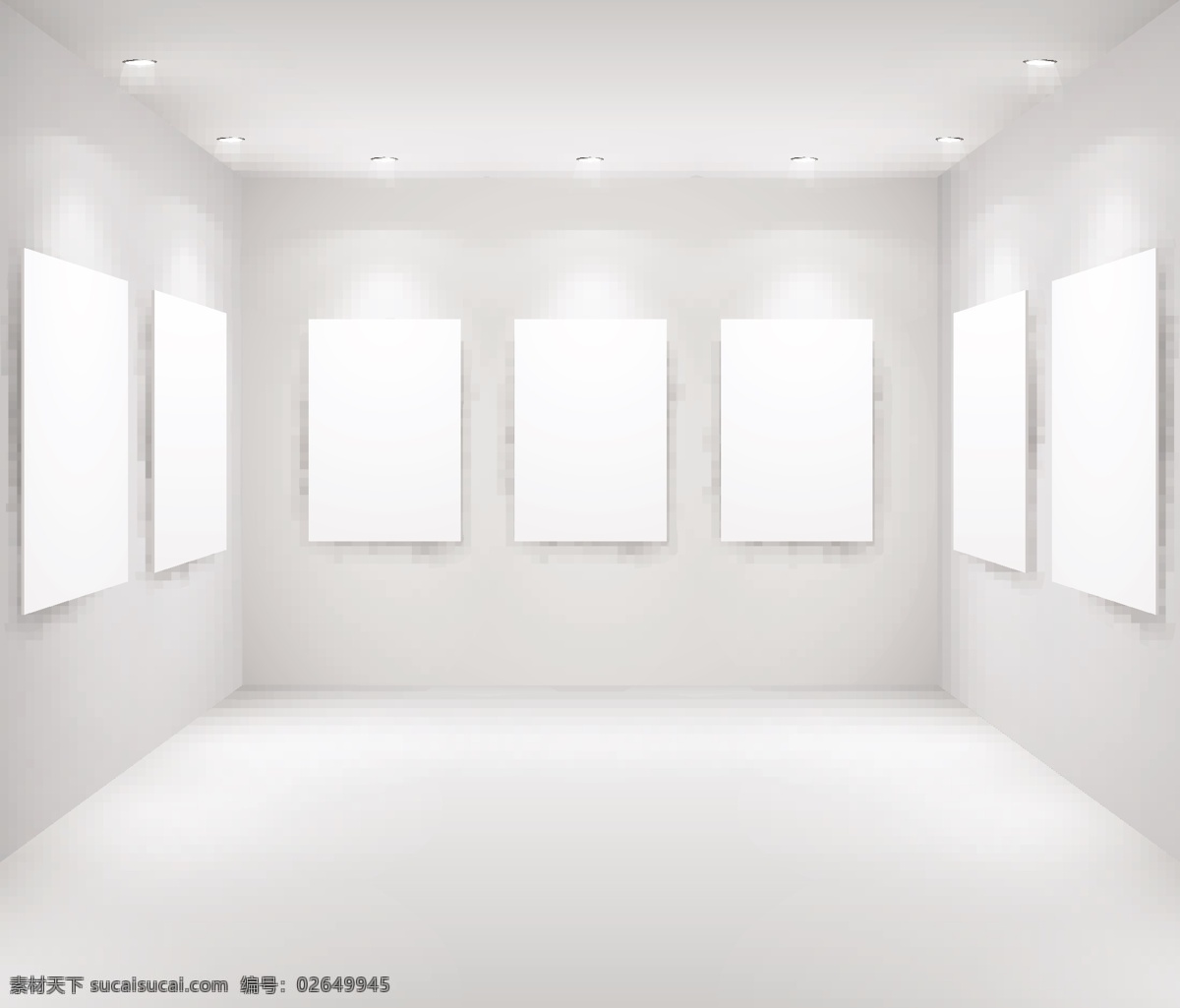 展示 画廊 模板 矢量 聚光灯 空白 空间 室内 展览 陈列室 矢量图 日常生活