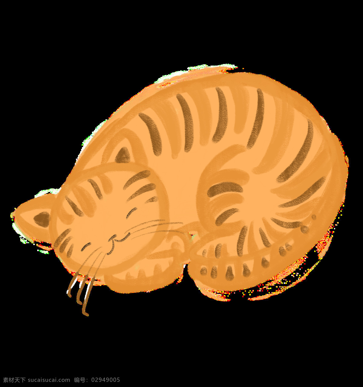 萌 宠 橘 色 手绘 猫 免 抠 图 橘猫 睡觉 萌系 可爱 插画 纹路 简约 肥猫 幼儿 微信 淘宝 网页 自媒体