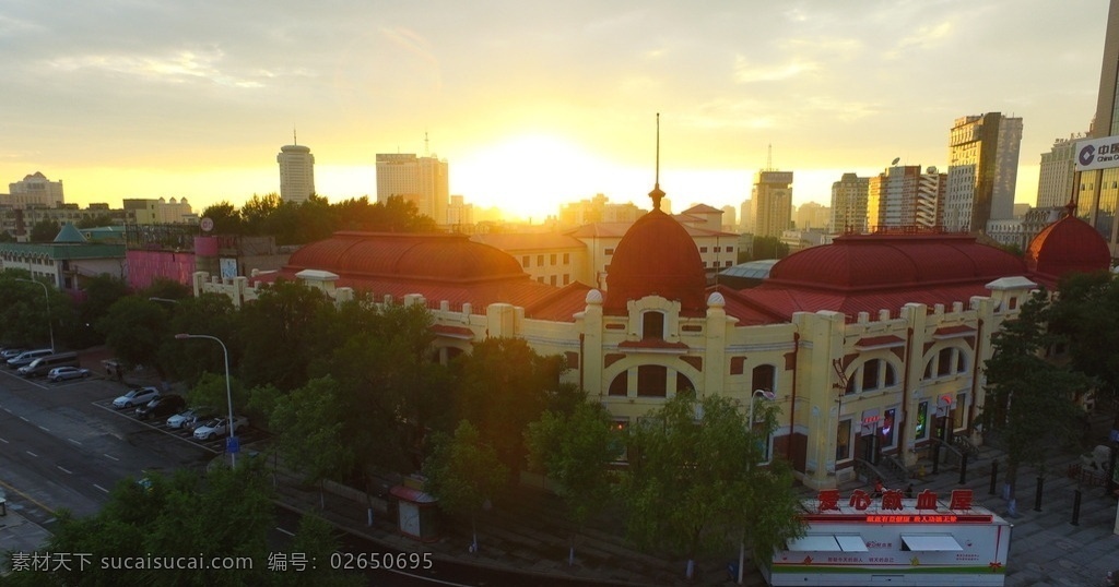 哈尔滨博物馆 哈尔滨 博物馆 航拍 城市 夕阳 建筑 建筑园林 建筑摄影