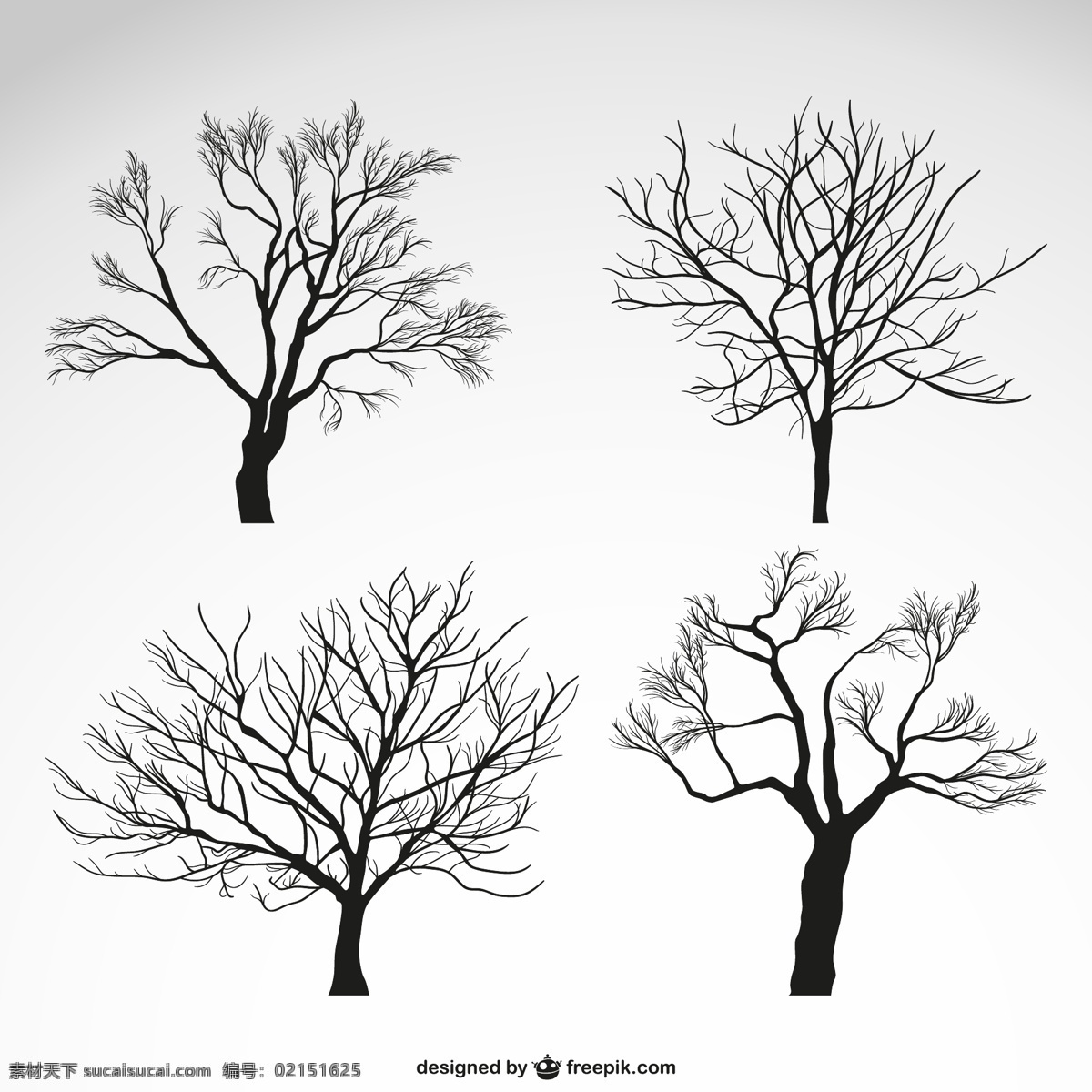 冬季 树木 矢量 枯树 植物 矢量图 格式 高清图片
