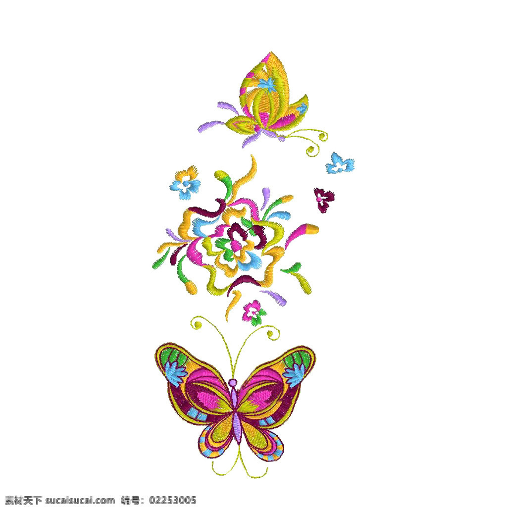 绣花免费下载 动物 服装图案 蝴蝶 花朵 绣花 植物 面料图库 服装设计 图案花型
