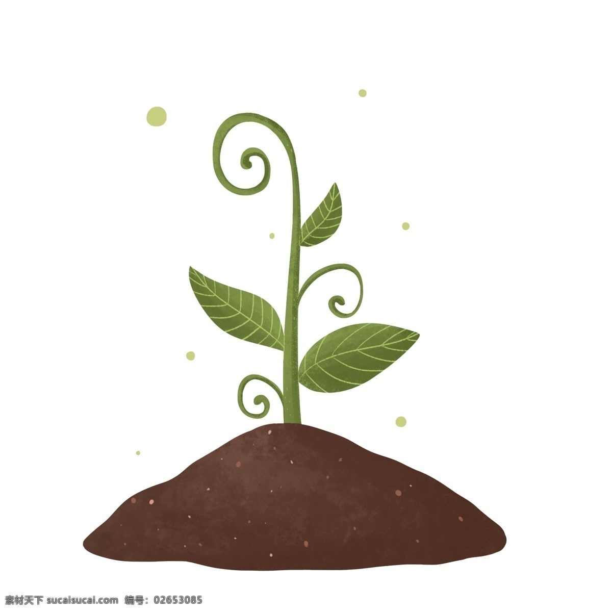 手绘 植物 发芽 插画 手绘植物发芽 绿色植物 绿色叶子 泥土 植物生长 环保插画 植物发芽插画