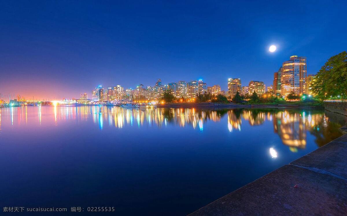 夜景免费下载 倒影 湖面 蓝色 楼宇 夜景 风景 生活 旅游餐饮